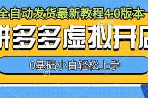 拼多多虚拟开店，全自动发货最新教程4.0版本，0基础小自轻松上手-麦资源网