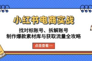 （13490期）小红书电商实战：找对标账号、拆解账号、制作爆款素材库与获取流量全攻略-麦资源网