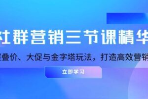 （13431期）社群营销三节课精华：掌握叠价、大促与金字塔玩法，打造高效营销体系-麦资源网