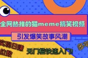 全网热推的猫咪搞笑视频，引发爆笑故事风潮，多平台适用，轻松实现日入四位数，无门槛快速入门!-麦资源网