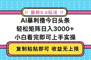 (13363期)今日头条最新9.0玩法,轻松矩阵日入2000+-麦资源网