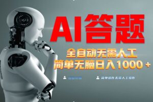 （13434期）最新项目不需要人工操作，AI自动答题，轻松日入1000+彻底解放双手！-麦资源网
