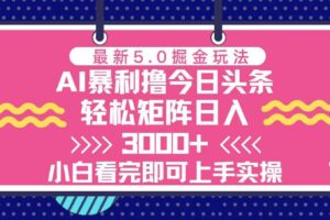 （13398期）今日头条最新5.0掘金玩法，轻松矩阵日入3000+-麦资源网