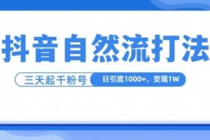 抖音自热流打法，单视频十万播放量，日引1000+，3变现1w-麦资源网