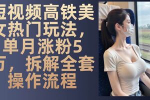 （13318期）短视频高铁美女热门玩法，单月涨粉5万，拆解全套操作流程-麦资源网