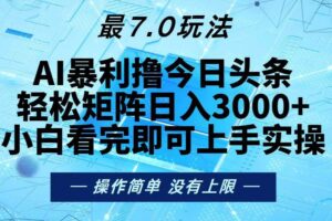 （13219期）今日头条最新7.0玩法，轻松矩阵日入3000+-麦资源网