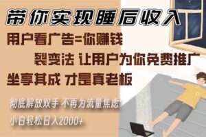 （13315期）带你实现睡后收入 裂变法让用户为你免费推广 不再为流量焦虑 小白轻松…-麦资源网