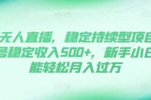 DY无人直播，稳定持续型项目，单号稳定收入500+，新手小白都能轻松月入过万【揭秘】-麦资源网