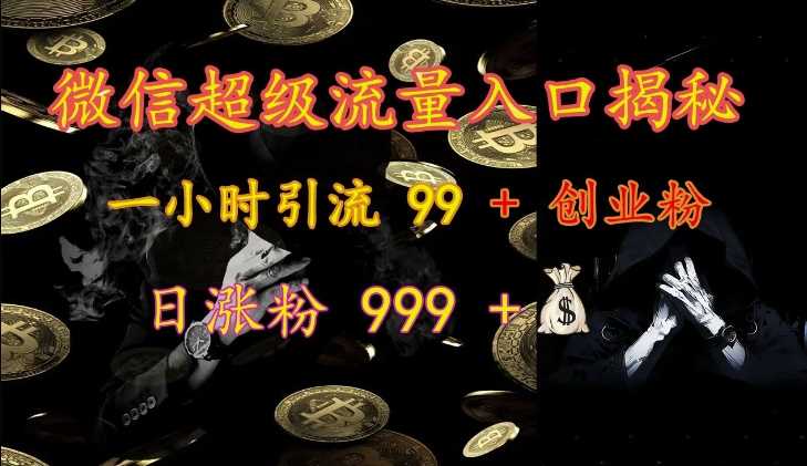 微信*流量入口揭秘：一小时引流 99 + 创业粉，日涨粉 999 +