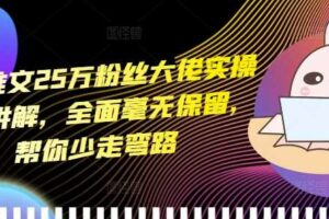 小说推文25万粉丝大佬实操干货讲解，全面毫无保留，帮你少走弯路-麦资源网