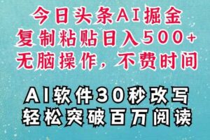 AI头条掘金项目,复制粘贴稳定变现,AI一键写文,空闲时间轻松变现5张【揭秘】-麦资源网