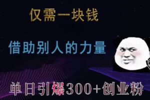 仅需一块钱，借助别人的力量，单日引爆300+创业粉、兼职粉【揭秘】-麦资源网