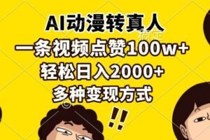 （13650期）AI动漫转真人，一条视频点赞100w+，日入2000+，多种变现方式-麦资源网
