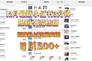（13653期）12月最新小红书3分钟爆粉引流秘籍 精准私域流量变现 日引500+-麦资源网