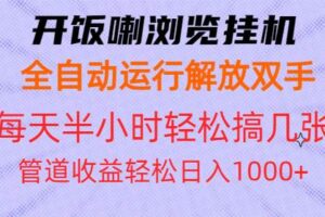 （13655期）开饭喇浏览挂机全自动运行解放双手每天半小时轻松搞几张管道收益日入1000+-麦资源网