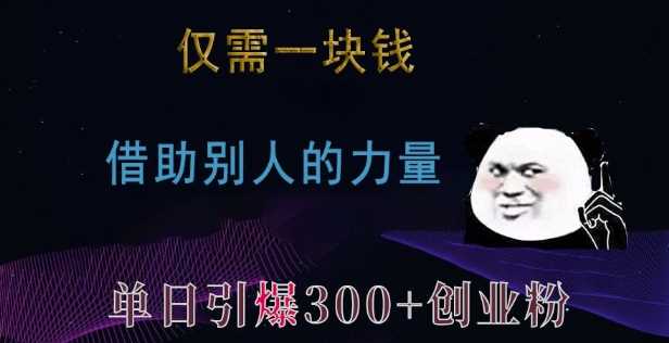 仅需一块钱，借助别人的力量，单日引爆300+创业粉、*粉【揭秘】
