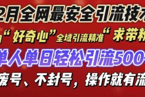 12 月份全网最安全引流创业粉技术来袭，不封号不废号，有操作就有流量【揭秘】-麦资源网