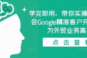 学完即用，带你实操0基础学会Google精准客户开发，成为外贸业务高手-麦资源网
