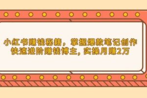 小红书赚钱秘籍，掌握爆款笔记创作，快速进阶赚钱博主, 实操月赚2万-麦资源网