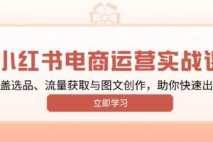 小红书变现运营实战课，涵盖选品、流量获取与图文创作，助你快速出单-麦资源网