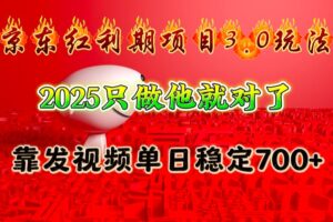 京东红利项目3.0玩法,2025只做他就对了,靠发视频单日稳定700+-麦资源网