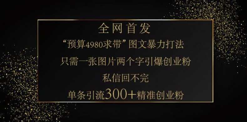 小红书神奇图片引流法，只需一张图，就能单条笔记凭借此方法，轻松引流 300 + *创业粉