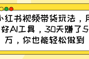 小红书视频带货玩法，用好AI工具，30天赚了5万，你也能轻松做到-麦资源网