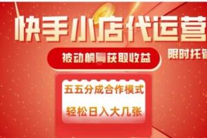 快手小店代运营，被动躺Z收益，收益五五分，单日稳定变现五张【揭秘】-麦资源网