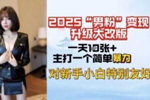 2025男粉变现全新玩法升级,日入上千简简单单,小白可轻松上手-麦资源网