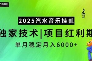 2025汽水音乐挂JI，独家技术，项目红利期，稳定月入5k【揭秘】-麦资源网