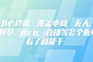 小红书必修课，覆盖电商，无人，获客，种草，mcn，直播等多个板块，看了就能干-麦资源网