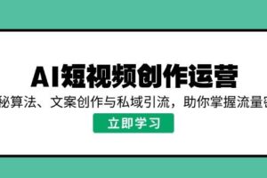 AI短视频创作运营,揭秘算法、文案创作与私域引流,助你掌握流量密码-麦资源网
