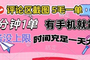 (14352期)评论区截图,5毛一单,一分钟一单,有手机就能做,任务没上限,时间充…-麦资源网
