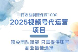 （14240期）2025视频号代运营 日躺赚1000＋ 只需提供账号-麦资源网