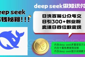 （14182期）Deep seek做知识付费日洗百篇公众号文日引300+创业粉，卖课日四位数变…-麦资源网