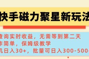 快手磁力新玩法,可查询实时收益,单机30+,批量可日入3到5张【揭秘】-麦资源网