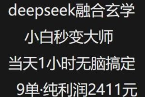 抖音小红书deepseek融合玄学，纯小白秒变大师，当天1小时无脑搞定9单，纯利润上千-麦资源网