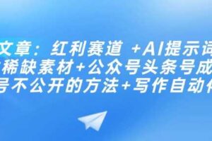 付费文章：红利赛道 +AI提示词 +批量找稀缺素材+公众号头条号成功起号不公开的方法+写作自动化-麦资源网