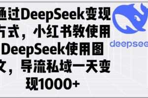 （14179期）通过DeepSeek变现方式，小红书教使用DeepSeek图文，导流私域一天变现1000+-麦资源网