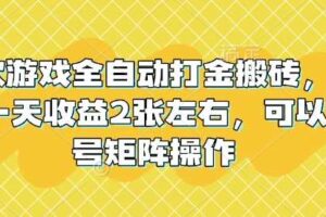 老款游戏全自动打金搬砖，单号一天收益2张左右，可以多号矩阵操作【揭秘】-麦资源网