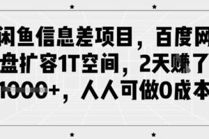 闲鱼信息差项目，百度网盘扩容1T空间，2天收益1k+，人人可做0成本-麦资源网