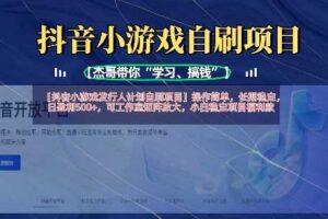 抖音小游戏发行人计划自刷项目,操作简单,长期稳定,日盈利5张,可工作室矩阵放大-麦资源网