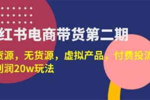 (14186期)小红书电商带货第二期,有货源,无货源,虚拟产品,付费投流,月利润20w-麦资源网