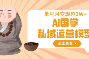 AI国学私域运营模型，无成本、变现快、周期短、持续性强，单号月变现3w+-麦资源网
