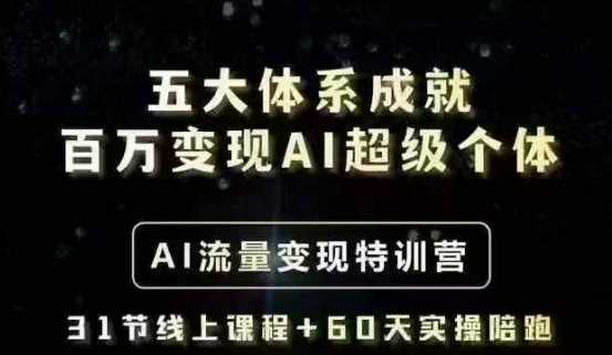 五大体系成就百万变现AI*个体- AI流量变现特训营，一步一步教你一个人怎么年入百W