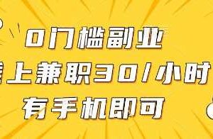 0门槛副业，线上兼职30一小时，有手机即可【揭秘】-麦资源网