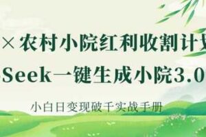 AI+农村小院红利收割：DeepSeek一键生成小院3.0爆款，小白日变现破千实战手册-麦资源网