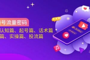 视频号流量密码：涵盖认知篇、起号篇、话术篇、选品篇、实操篇、投流篇-麦资源网