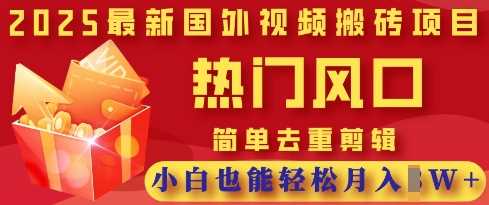 2025*视频搬砖项目，热门风口，简单去重剪辑，小白也能轻松月入过W
