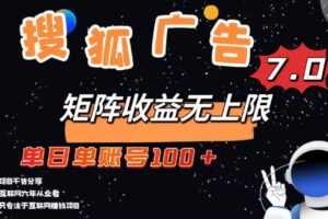 (14433期)最新搜狐广告变现项目,单日单账号100+,可矩阵无限放大-麦资源网